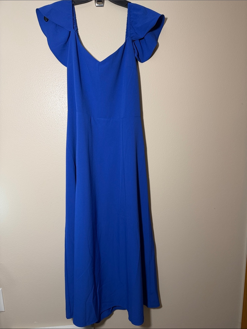 Market & Spruce Cobalt Blue Flutter-Sleeve V-Neck Maxi Dress